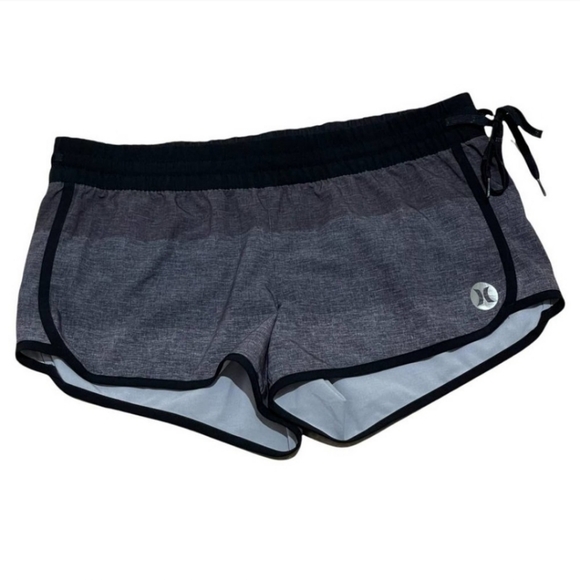 Hurley Pants - Hurley Womens Black Gray Drawstring Lightweight Board Shorts Size Large